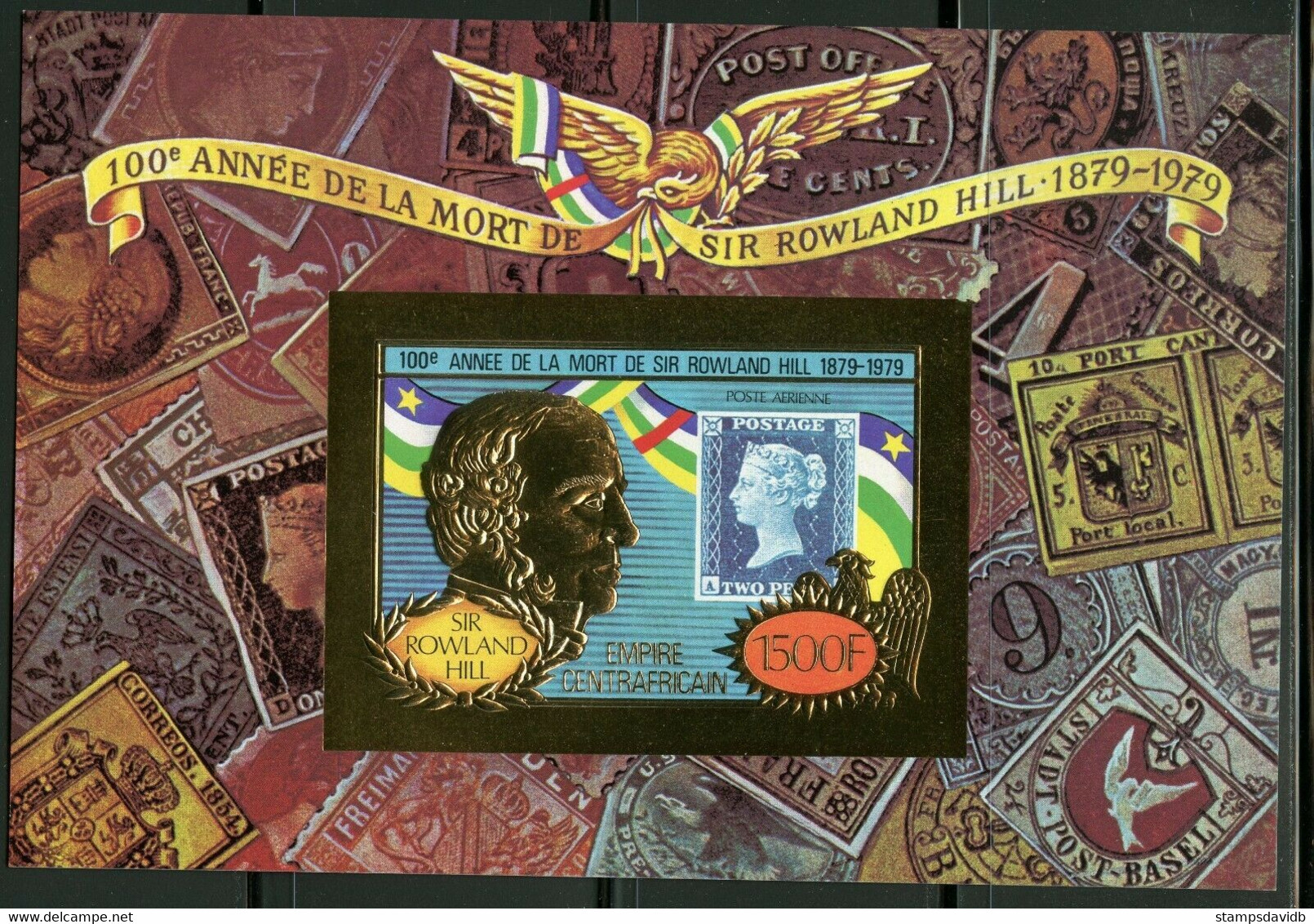 1978	Central African Republic	599/B47bgold	100 Years Of Rowland Hill 	35,00 € - Rowland Hill