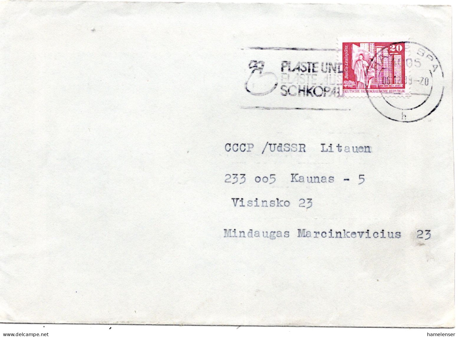 61806 - DDR - 1988 - 20Pfg Kl.Bauten EF A Bf HALLE - ... -> UdSSR - Lettres & Documents