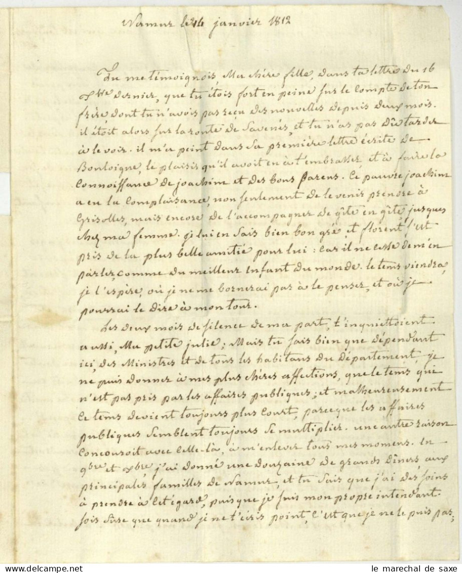 97 NAMUR Pour Savenes Près De Verdun-sur-Garonne 1812 LAS Peres De Lagesse (1752-1833) Conventionnel Prefet - 1792-1815: Conquered Departments