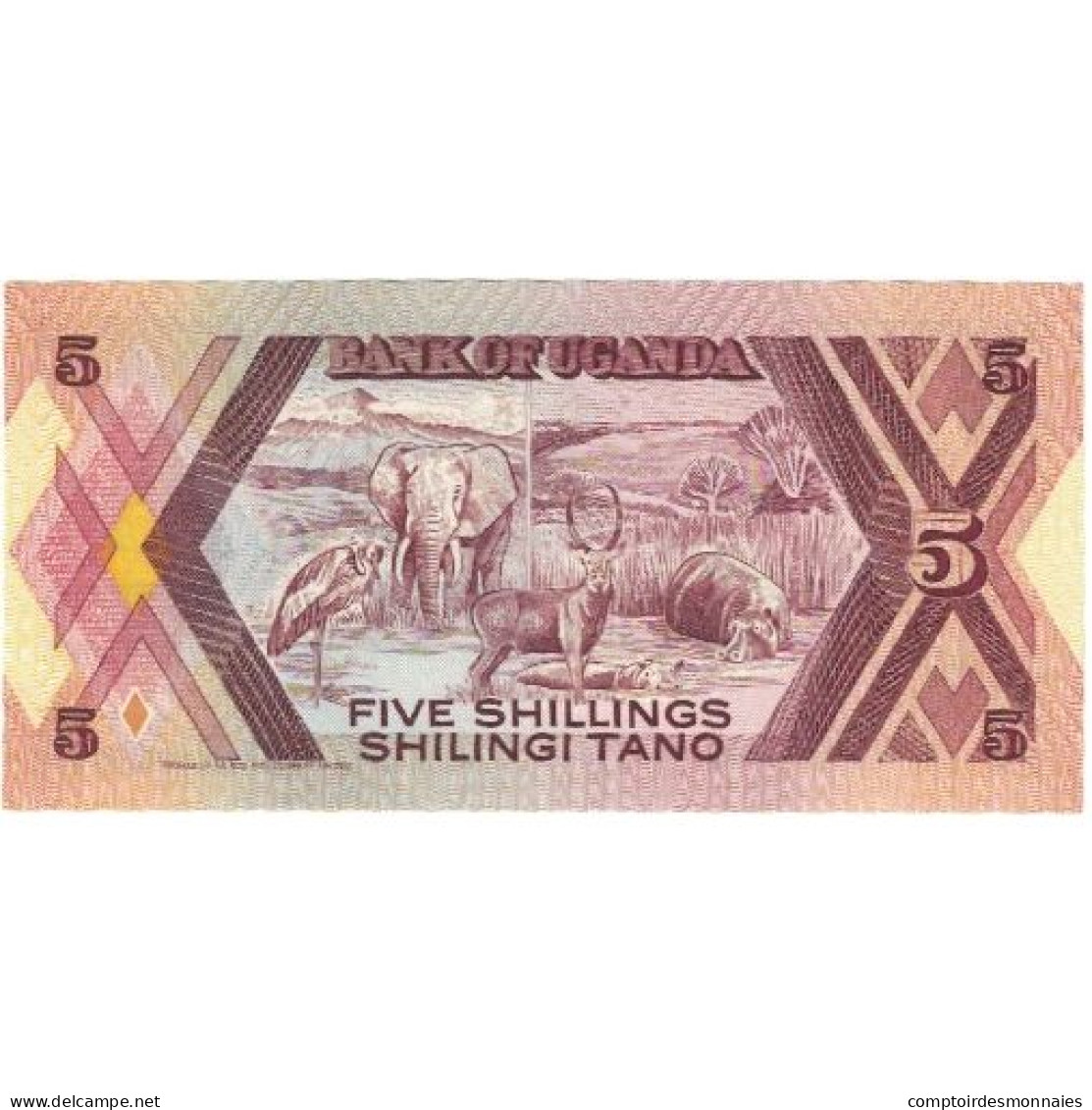 Billet, Ouganda, 5 Shillings, 1987, KM:27, NEUF - Uganda