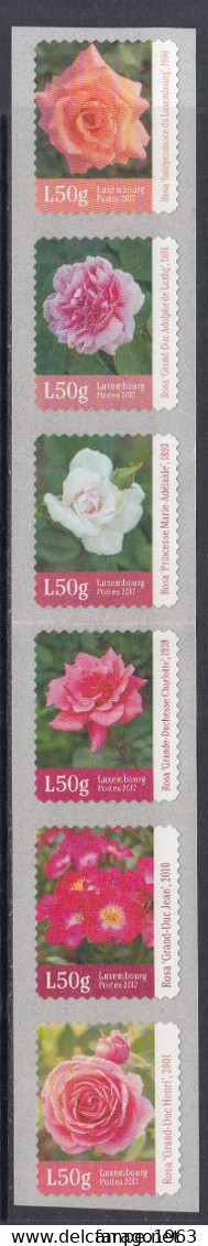 2017 Luxembourg Roses Fleurs Complete Set Of 6 MNH @ BELOW FACE VALUE - Nuevos