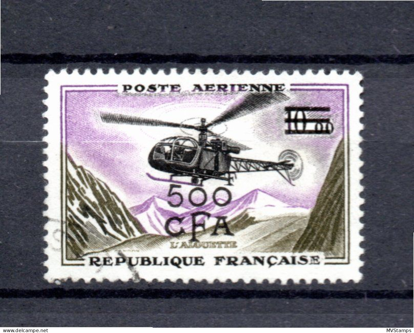 Reunion (France) 1959 Old Overprinted Airmail Stamp (Michel 410) Used - Luchtpost