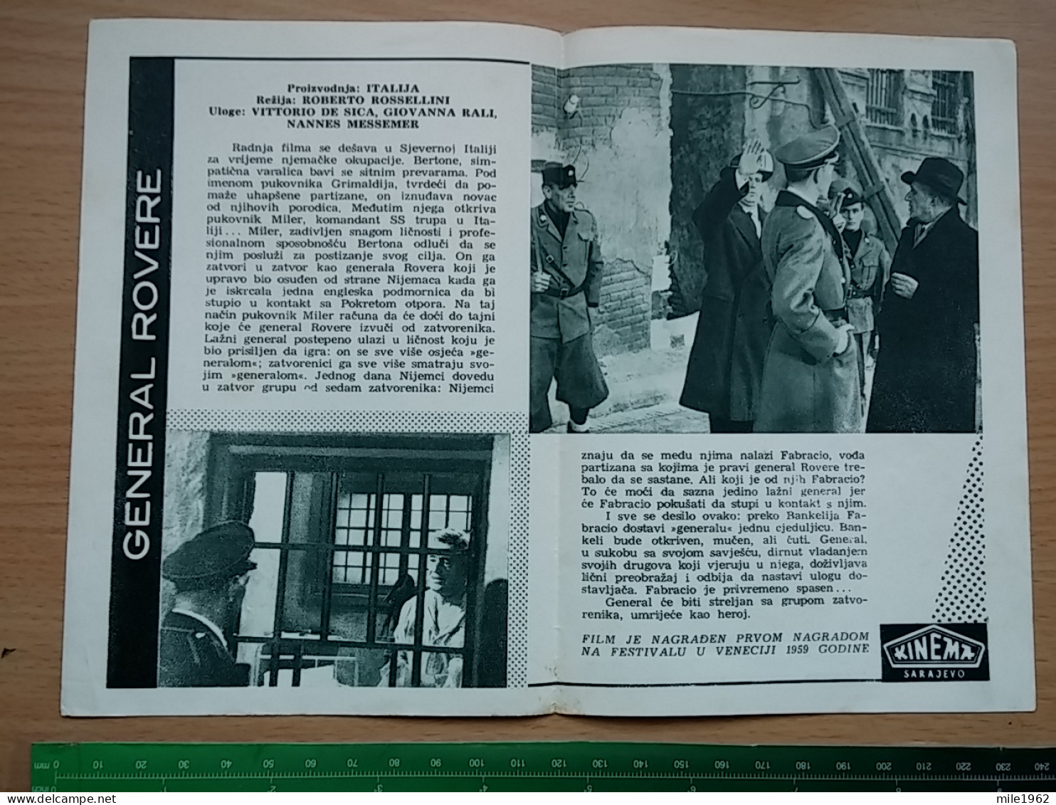 Prog 52 - Il Generale Della Rovere (1959) - Vittorio De Sica, Hannes Messemer, Sandra Milo - Publicité Cinématographique