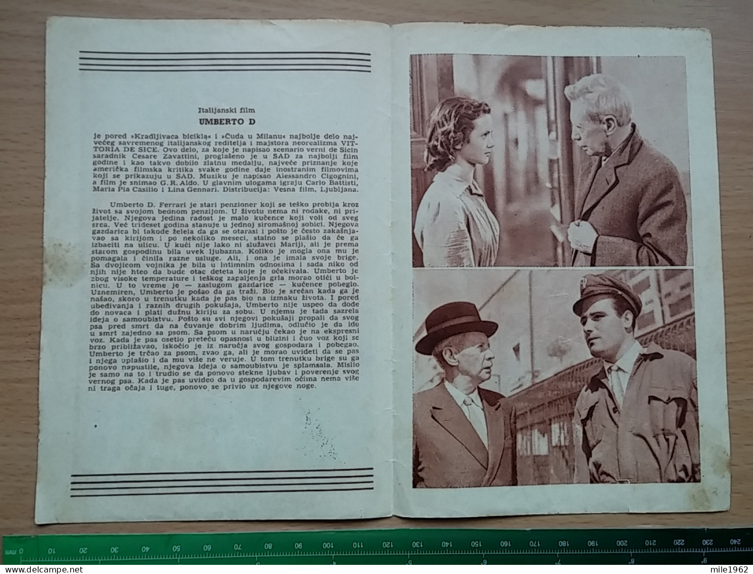 Prog 52 - Umberto D. (1952) - Carlo Battisti, Maria Pia Casilio, Lina Gennari - Publicité Cinématographique