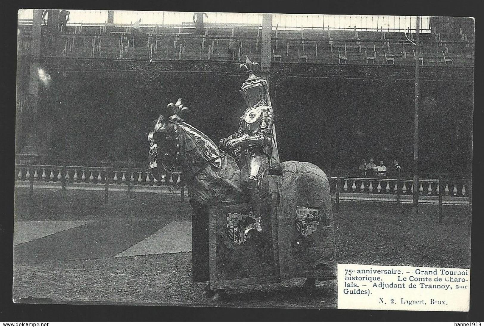 Pferd Horse Paard Cheval Grand Tournoi Historique 1905 Le Comte De Charolais Adjudant De Trannoy 2° Guides Htje - Chevaux