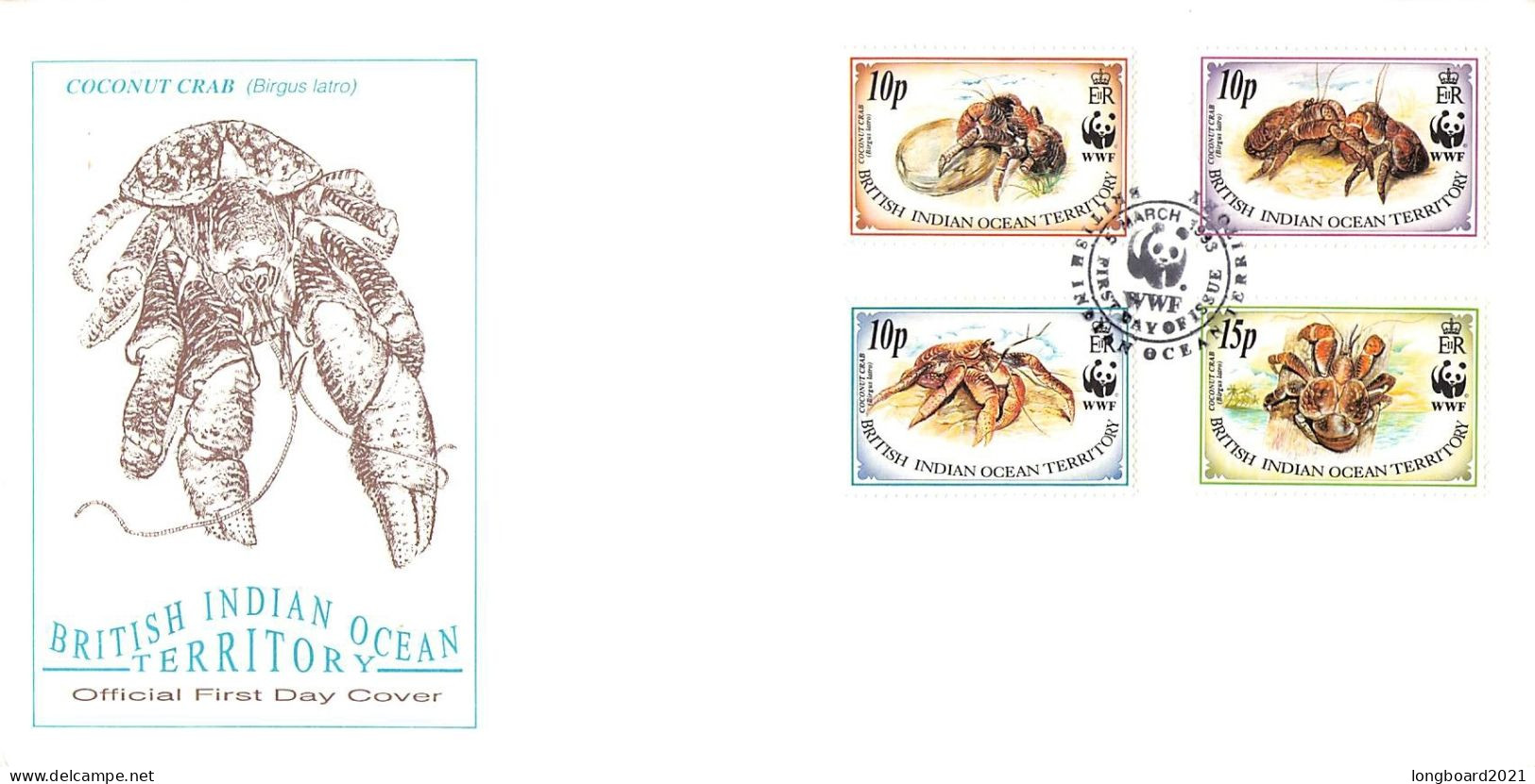 BRIT. INDIAN OCEAN TERR. - FDC WWF 1993 - CRAB / 4248 - Territorio Britannico Dell'Oceano Indiano