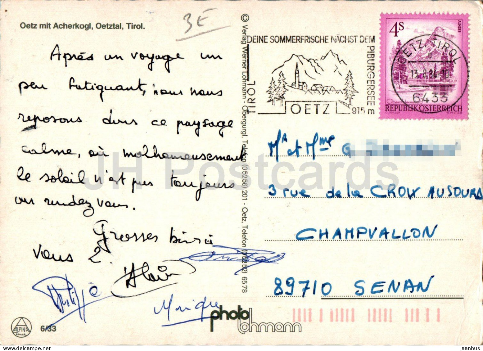 Oetz Mit Acherkogl - Oetztal - Tirol - 6/33 - 1984 - Austria - Used - Oetz