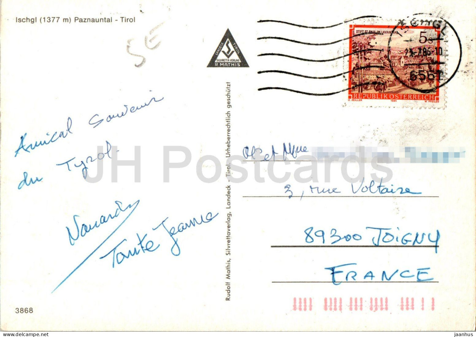 Ischgl 1377 M - Pazauntal - Tirol - 3868 - 1986 - Austria - Used - Ischgl