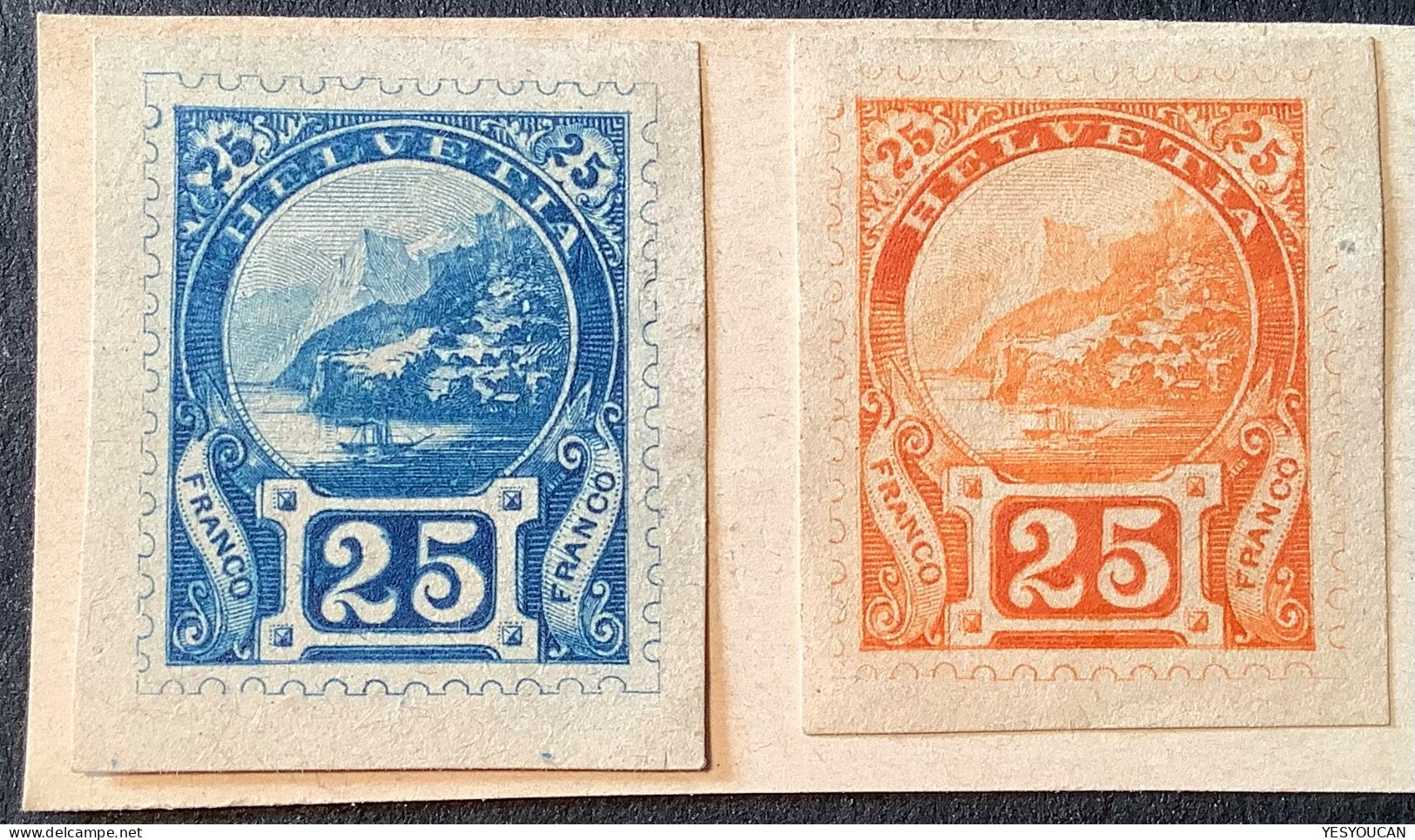 1891 Rütli Essai 25 Rp In Stichtiefdruck 6 Versch. Farben ZNr 67.2.05 (Schweiz Essay Probedruck Switzerland Grütli - Unused Stamps