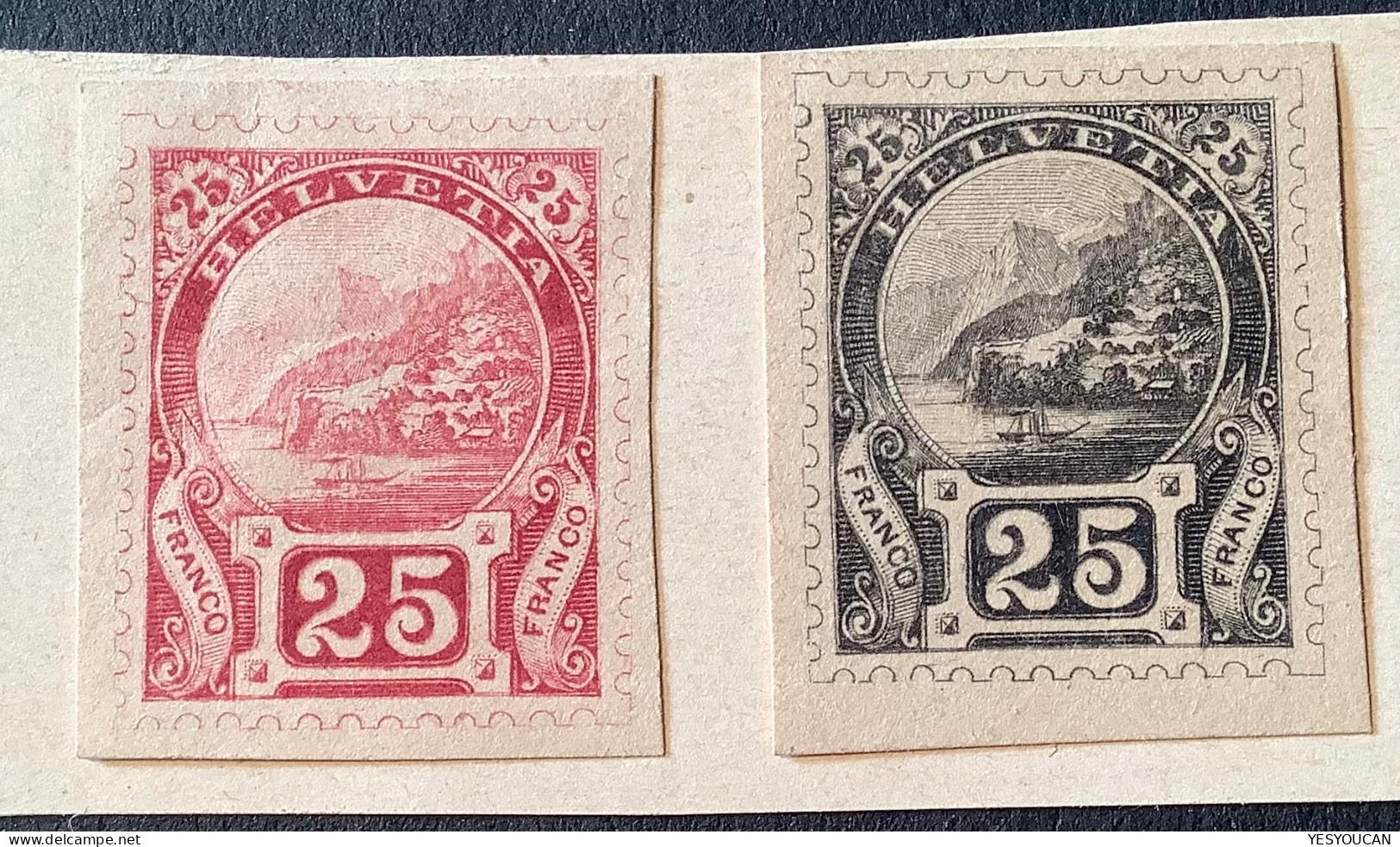 1891 Rütli Essai 25 Rp In Stichtiefdruck 6 Versch. Farben ZNr 67.2.05 (Schweiz Essay Probedruck Switzerland Grütli - Ungebraucht