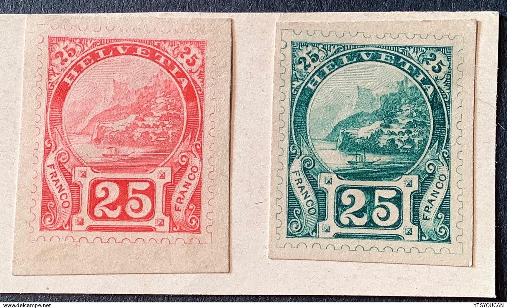 1891 Rütli Essai 25 Rp In Stichtiefdruck 6 Versch. Farben ZNr 67.2.05 (Schweiz Essay Probedruck Switzerland Grütli - Unused Stamps