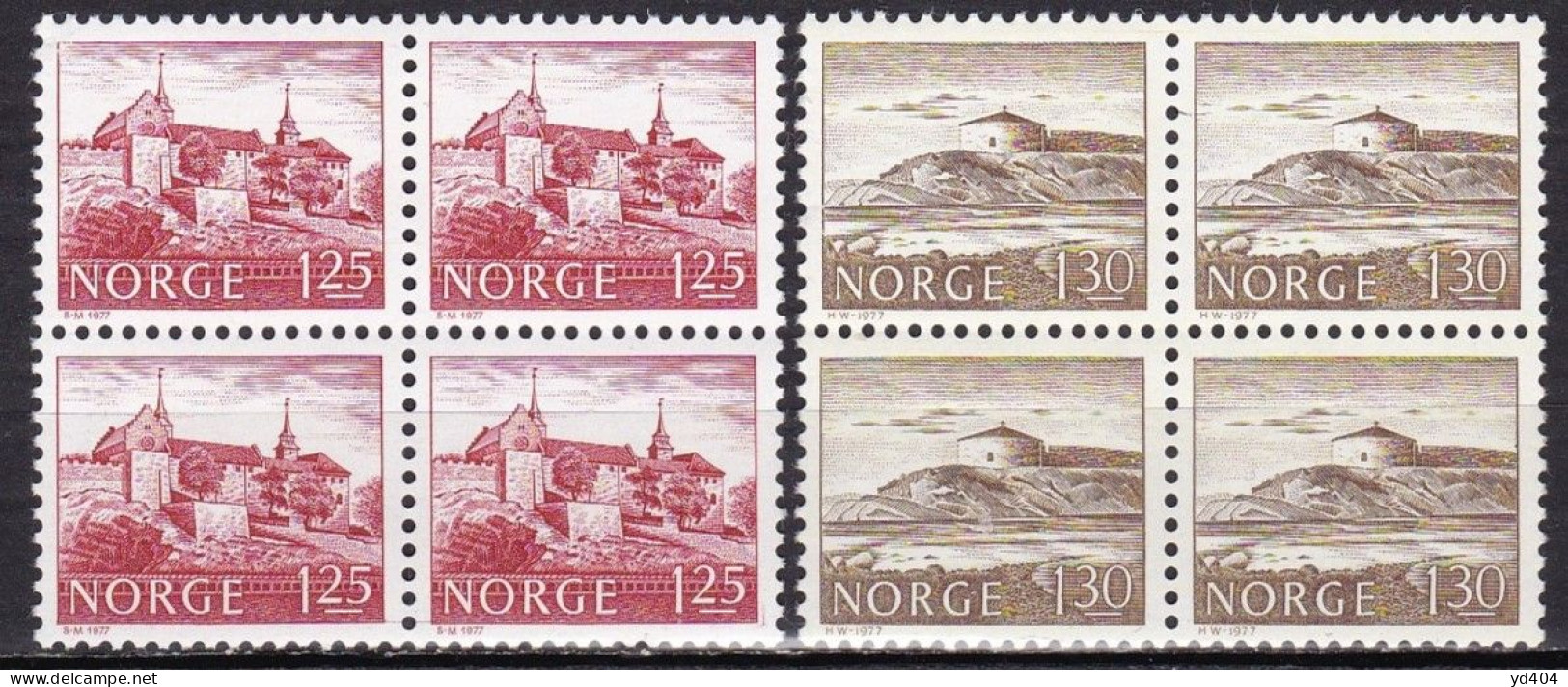 NO238D - NORWAY 1977 – BLOCKS - MONUMENTS - Y&T # 695/6(x4) MNH 6 € - Unused Stamps