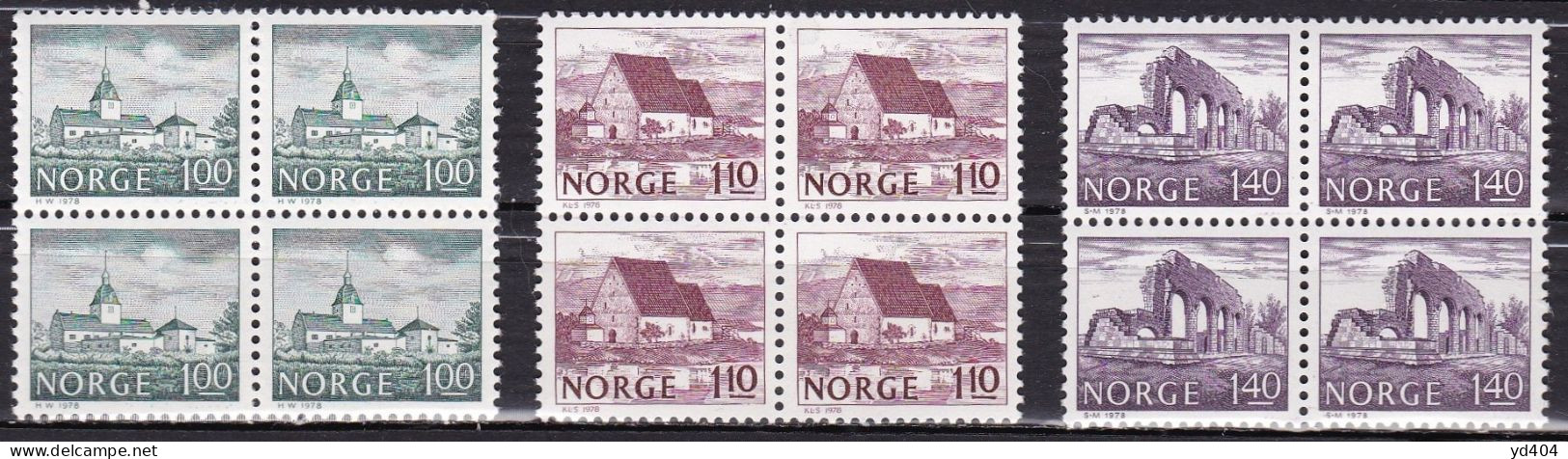 NO239Ab - NORWAY 1978 – BLOCKS - MONUMENTS - Y&T # 722/4(x4) MNH 7 € - Neufs