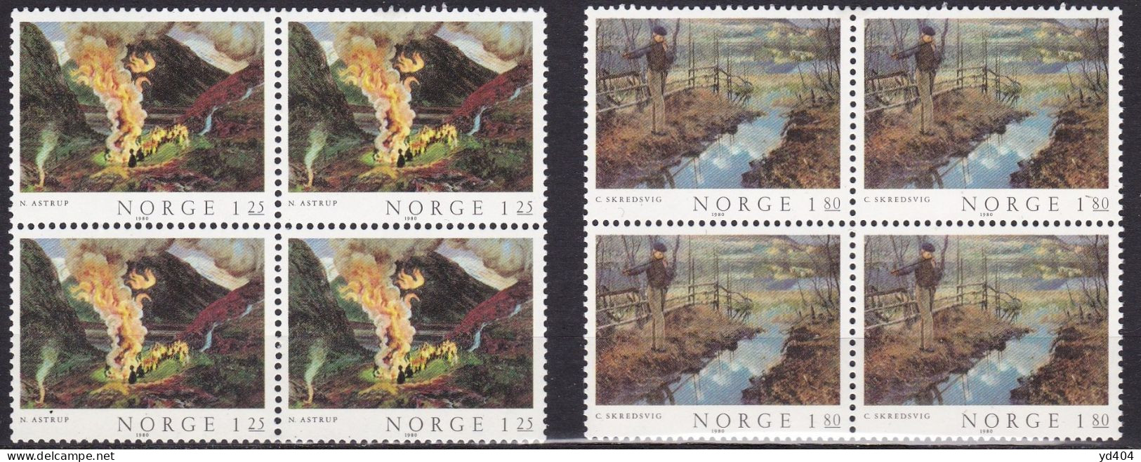 NO239Ag - NORWAY 1980 – BLOCKS - PAINTINGS - SG # 865/6(x4) MNH 8 € - Neufs
