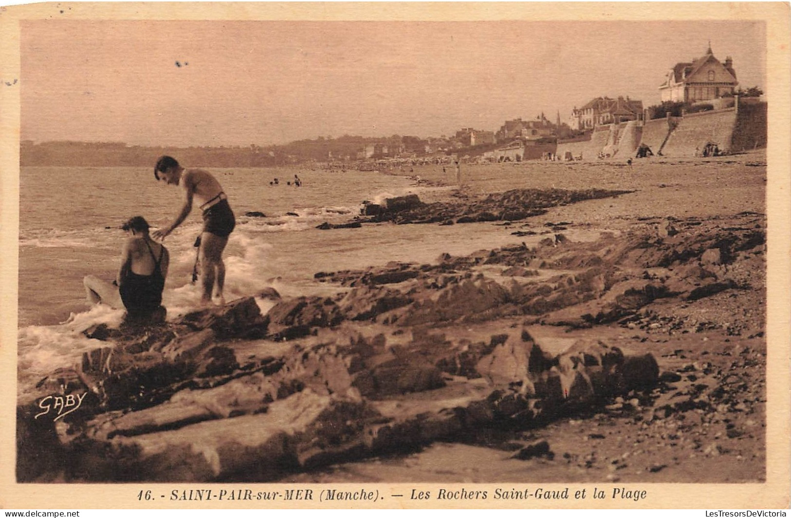 FRANCE - Saint Pair Sur Mer - Les Rochers Saint-Gaud Et La Plage - Carte Postale Ancienne - Saint Pair Sur Mer
