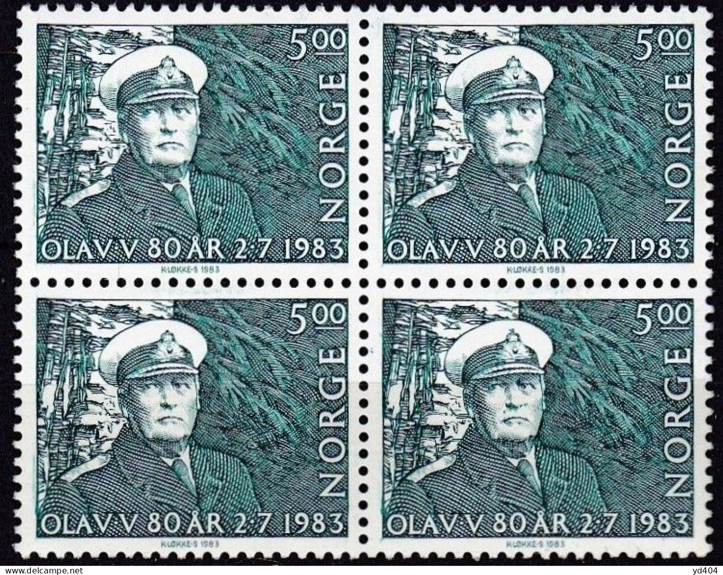 NO242AF - NORWAY 1983 – BLOCKS – KING OLAV V - SG # 920(x4) MNH 13 € - Nuevos