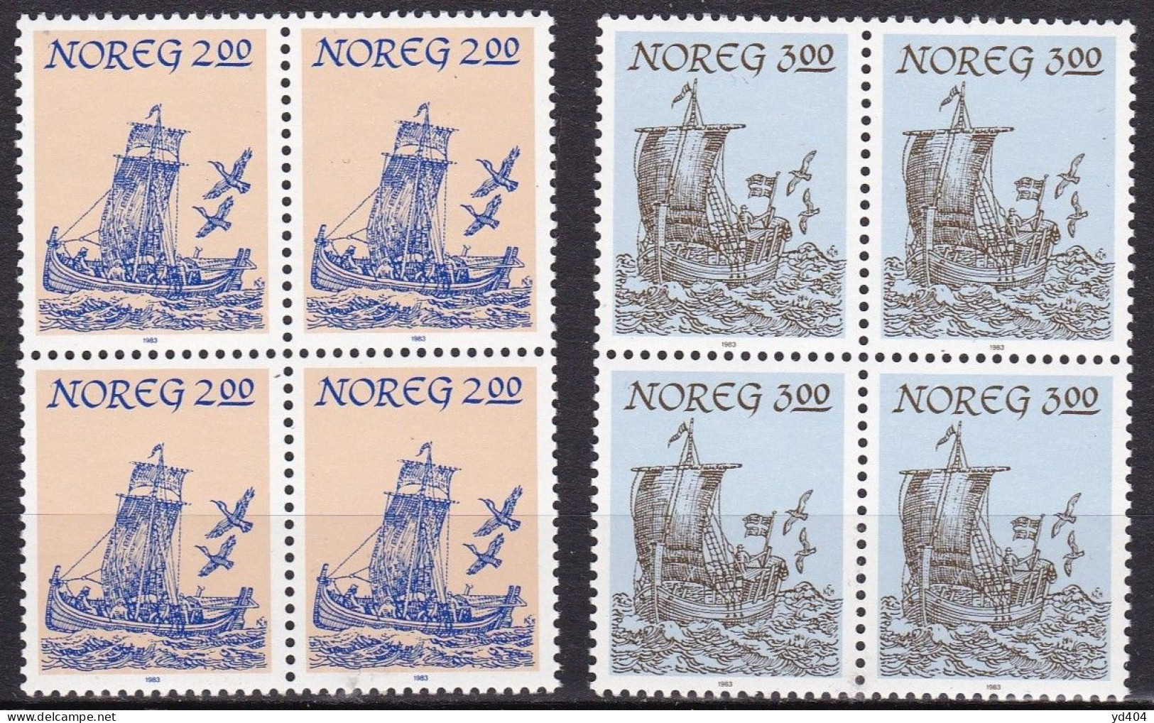NO242AG - NORWAY 1983 – BLOCKS – NORDNORWEGISCHE BOOTS - SG # 922/3(x4) MNH 13 € - Nuevos