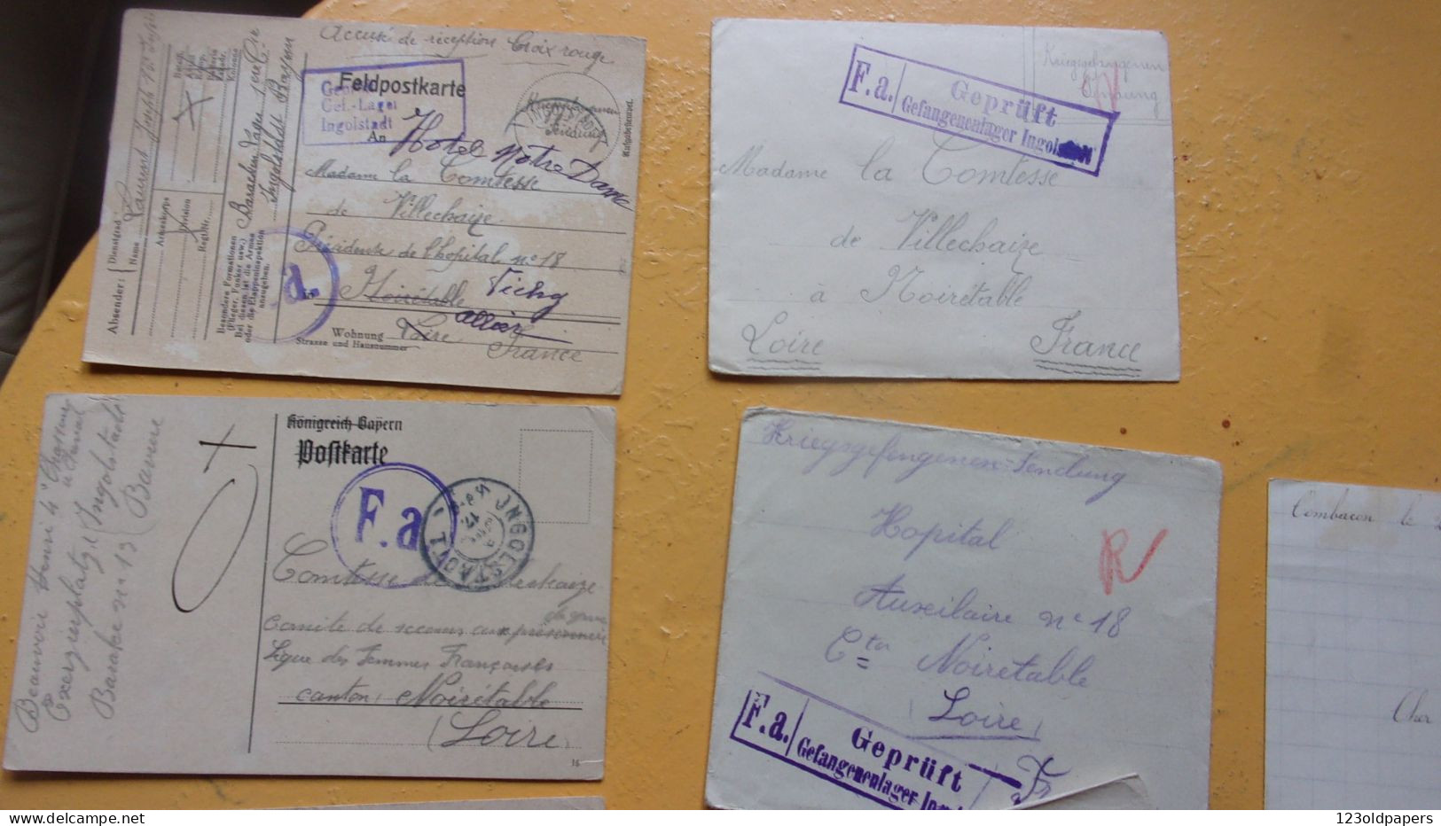 WWI INGOLSTADT BEL ENSEMBLE  KRIEGSGEFANGENENDUNG  FRANCE COMITE SECOURS PRISONNIERS GUERRE - Kriegsgefangenenpost