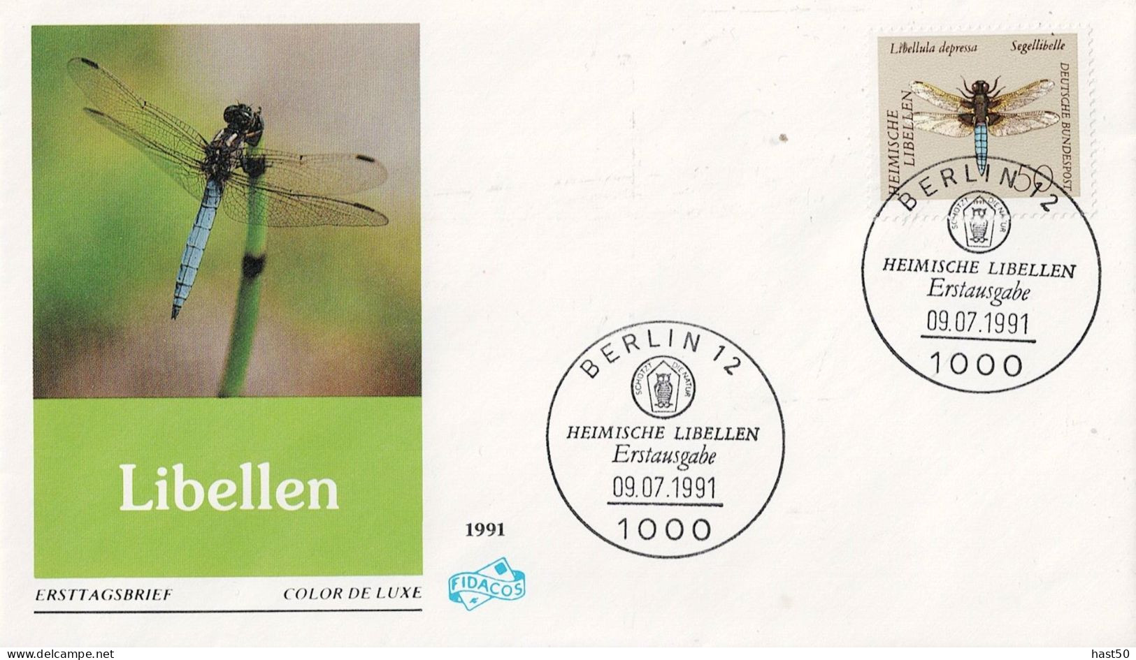 Deutschland Germany Allemagne - Plattbauch (Libellula Depressa) (MiNr: 1545) 1991 - Illustrieerter FDC - 1991-2000