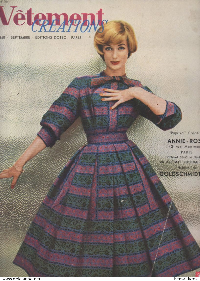 Revue De Mode  Editions DOTEC Paris ; VETEMENTS CREATIONS N°160   Septembre 1957   (CAT7039) - Mode