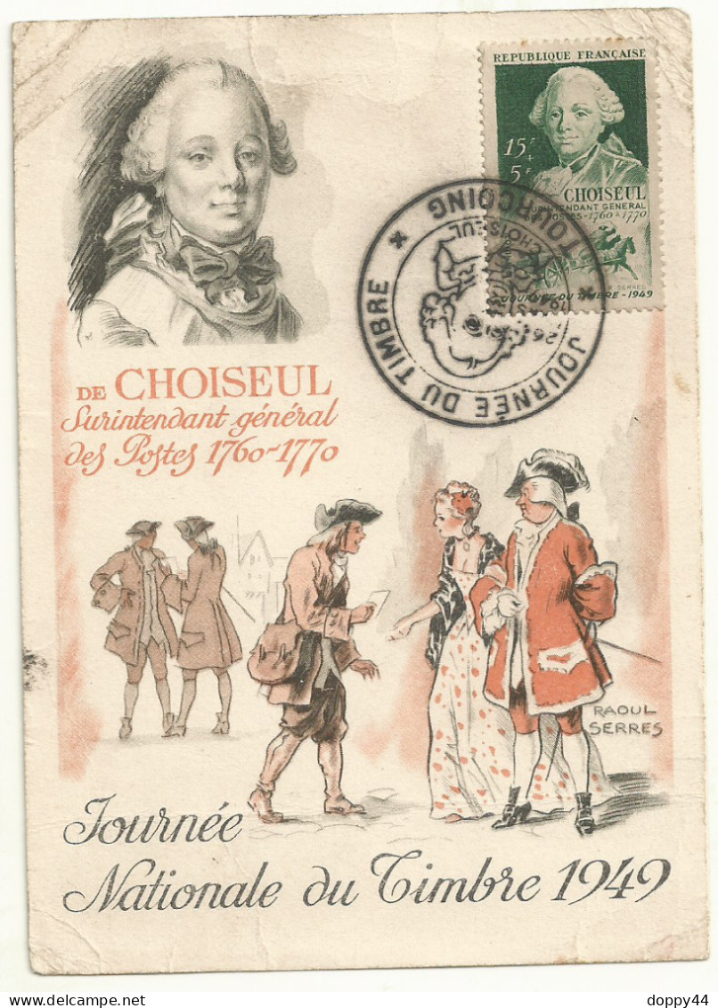 FDC JOURNEE DU TIMBRE 1949 TP N° 828  COTE 27 EUROS  ETAT MOYEN (pliures Dans Les Coins). - ....-1949