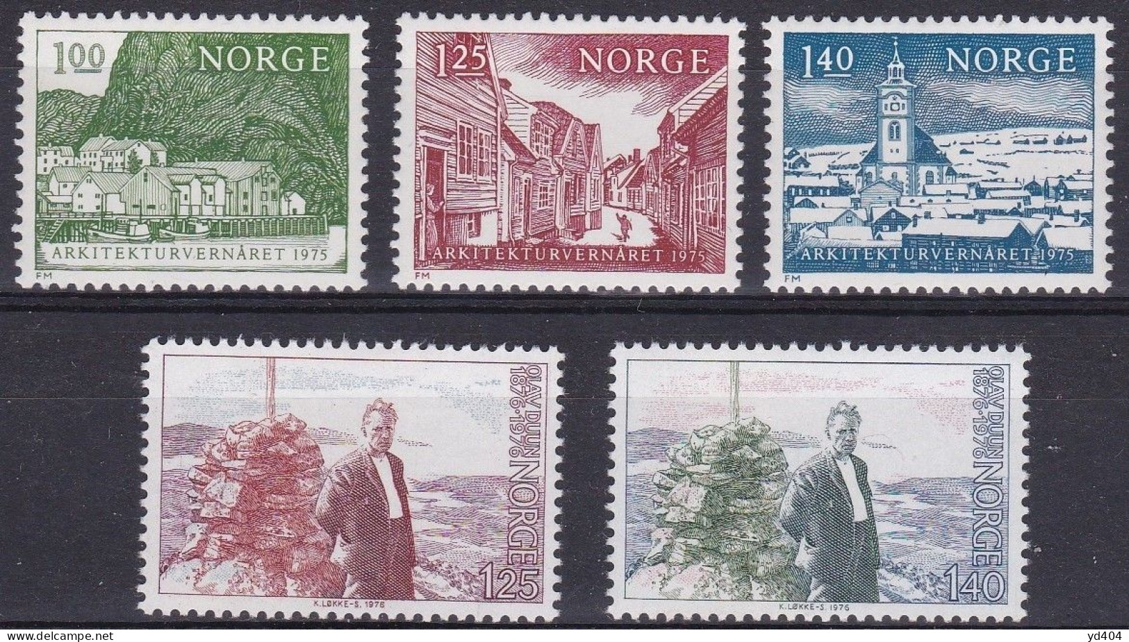 NO237C– NORVEGE - NORWAY 1975-76 – ARCITECTURE & O. DUUN - Y&T # 656687 MNH 5,25 € - Unused Stamps
