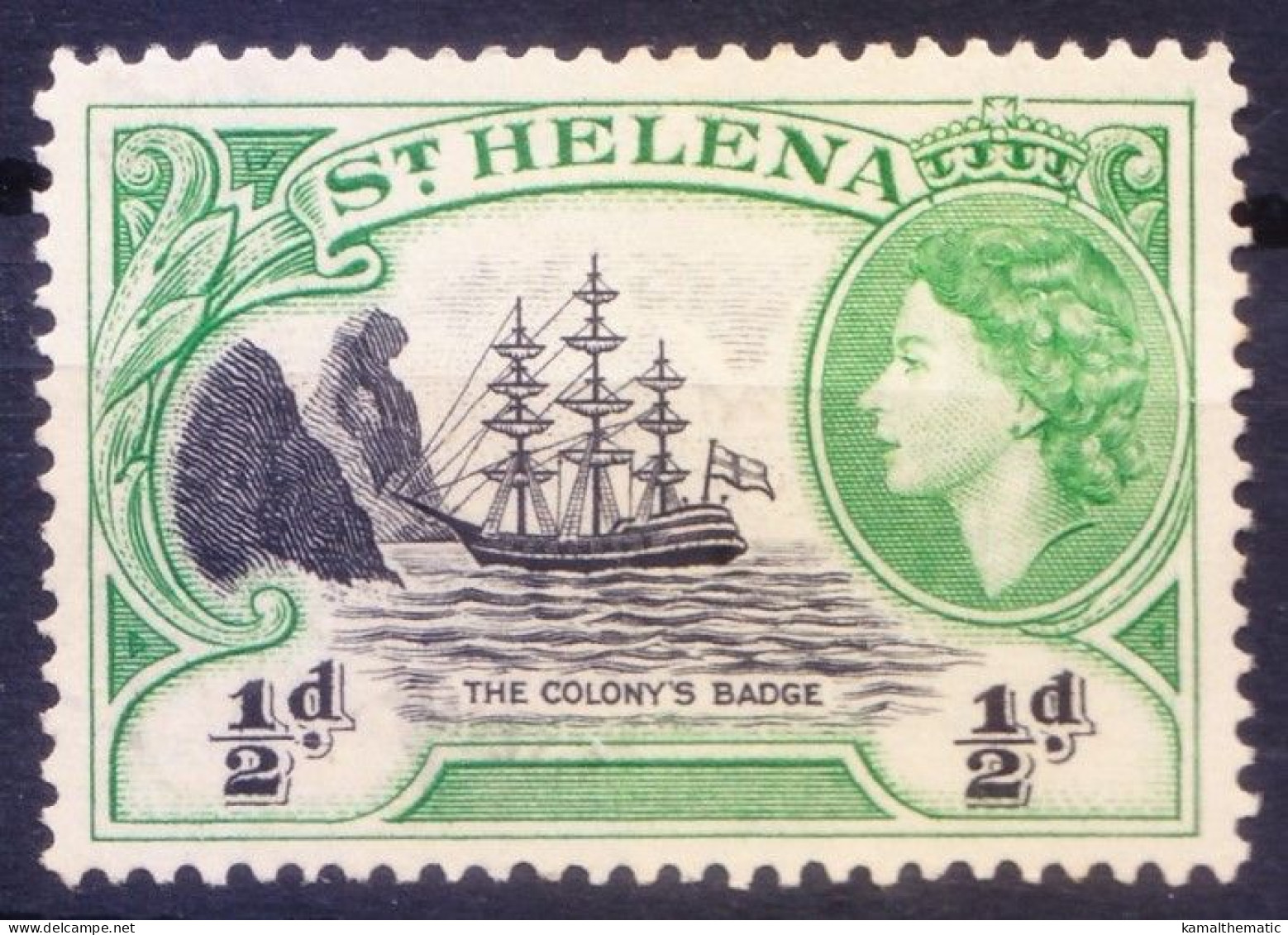 St Helena 1953 Mint No Gum, Queen Elizabeth II, Badge Of The Colony, Ship - Saint Helena Island