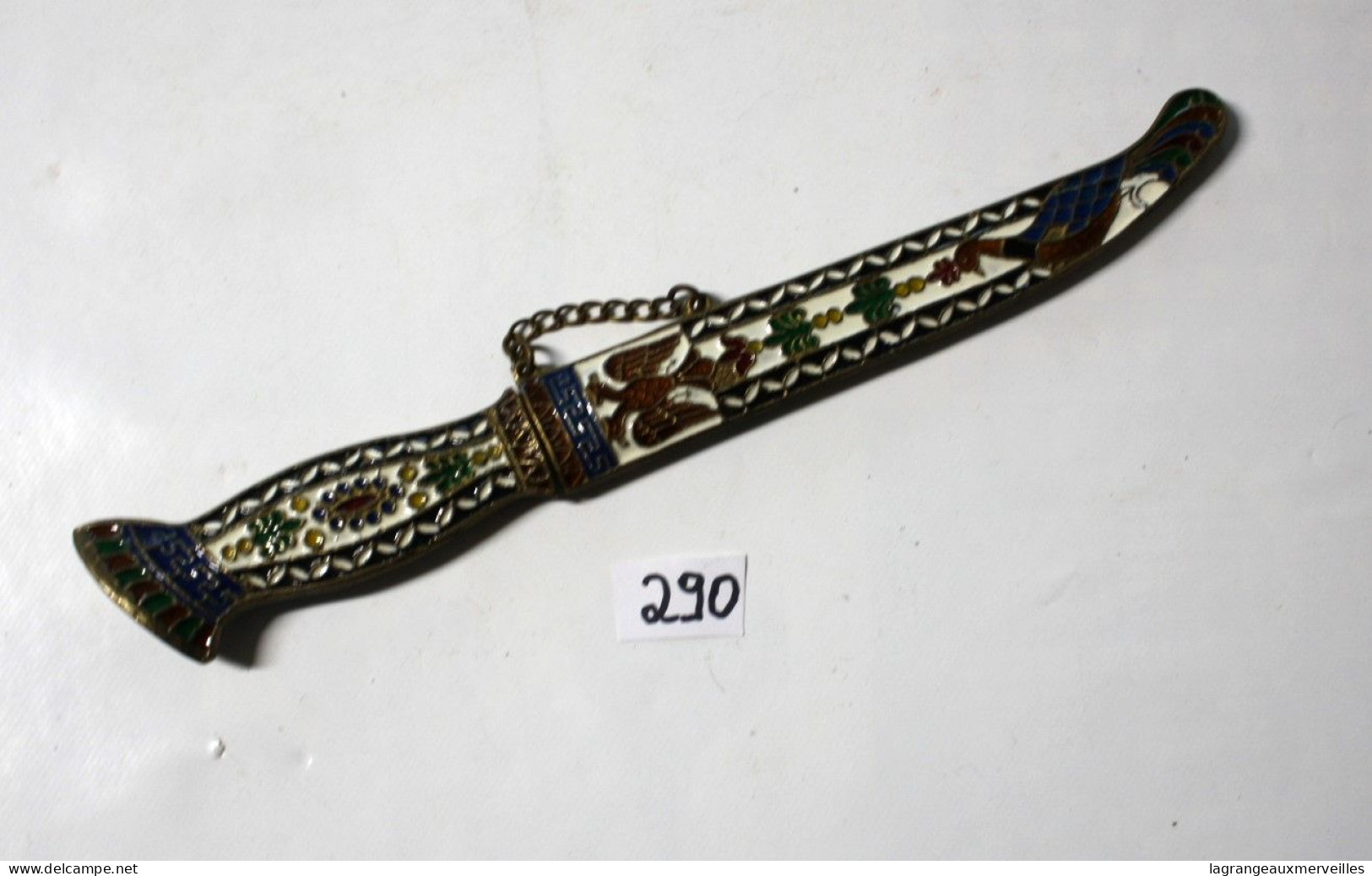 C290 Ancien Ouvre-lettres Avec Gaine - Vernissé émaillé - Décor Oriental - Letter-opener