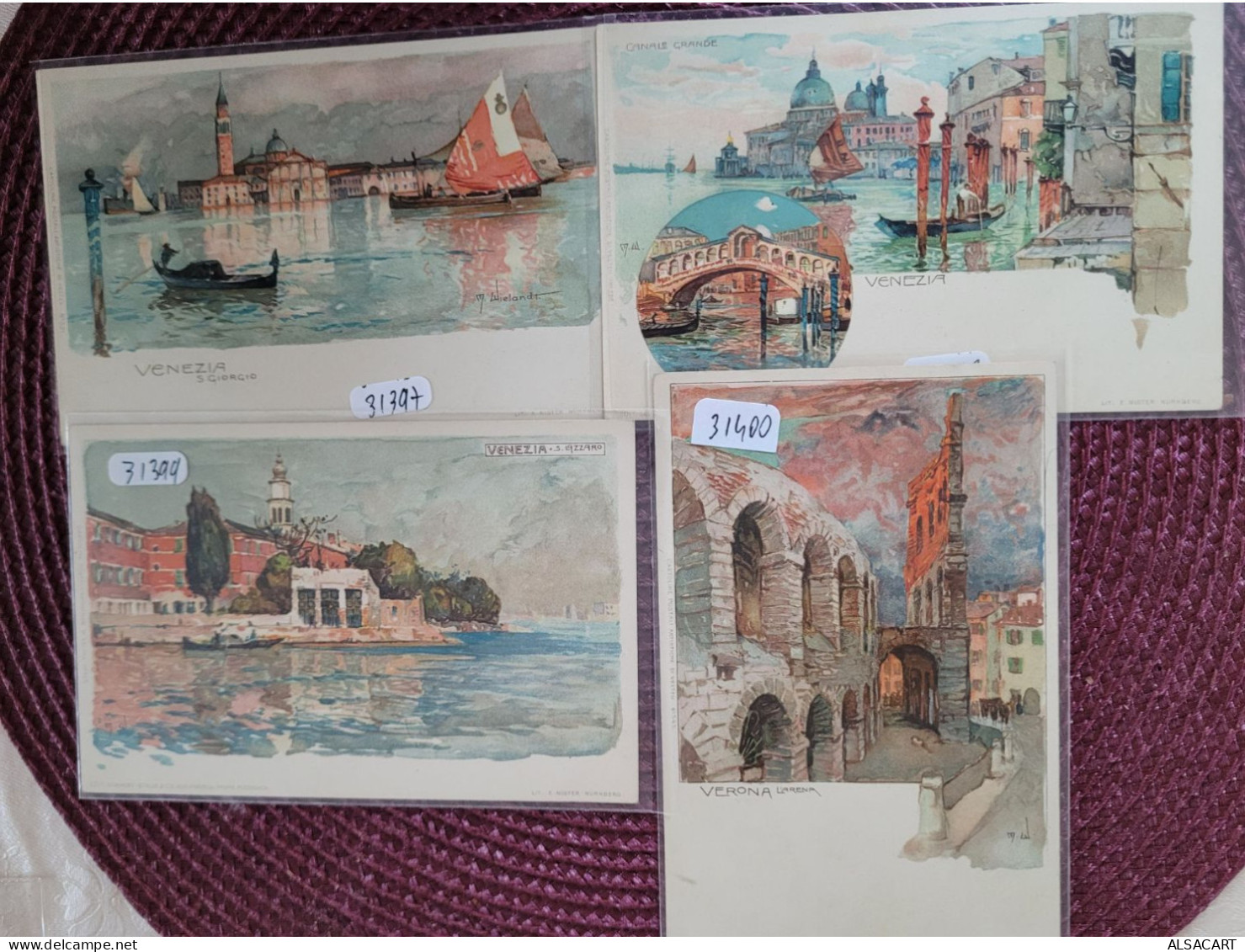 Manuel Wielandt , Lot De 8 Cartes  Dos 1900 , Venise , Vintimiglia, Murano , Verone,  Bordighera - Wielandt, Manuel
