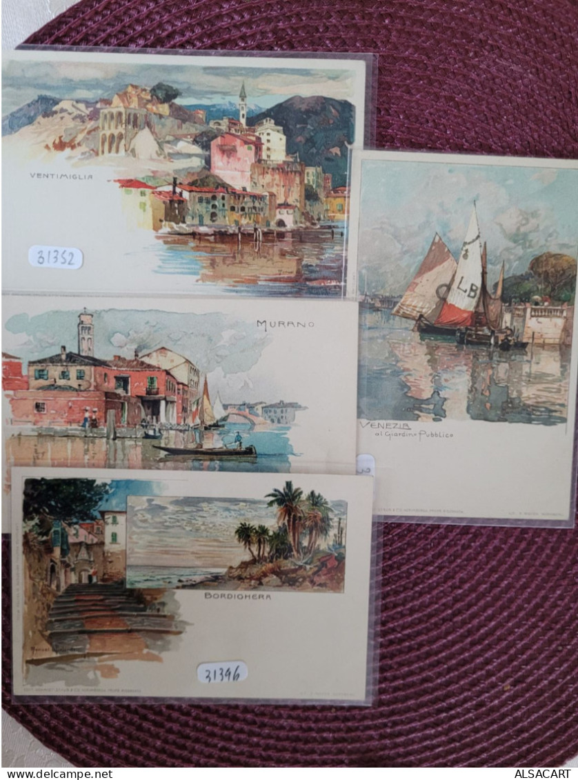 Manuel Wielandt , Lot De 8 Cartes  Dos 1900 , Venise , Vintimiglia, Murano , Verone,  Bordighera - Wielandt, Manuel