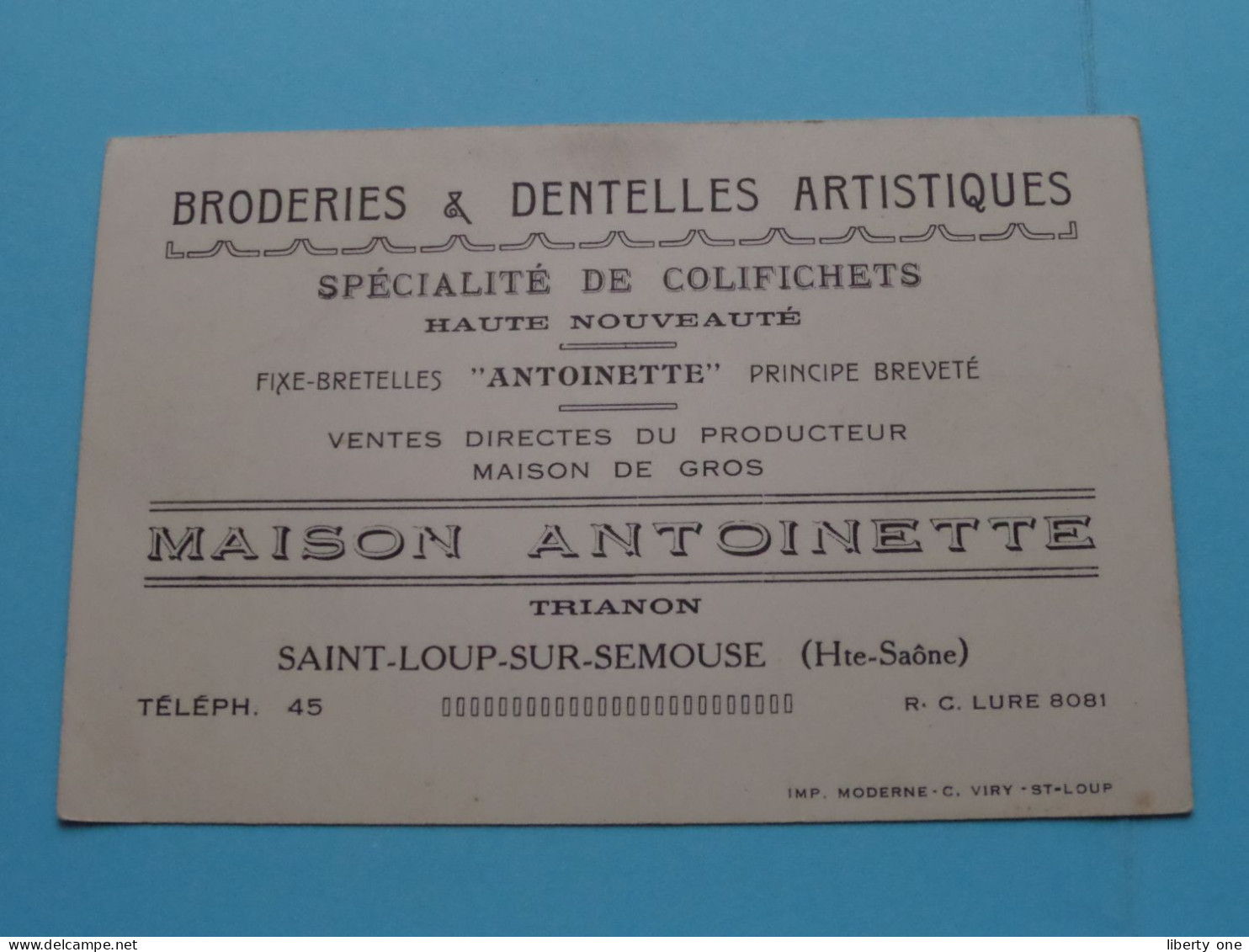 Maison ANTOINETTE Trianon - Saint-Loup-sur-Semouse (H. Saone) Tél 45 ( Voir / Zie SCAN ) FRANCE ! - Visiting Cards