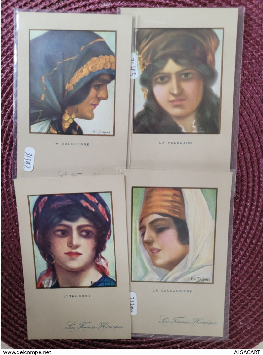 Emile Dupuit , Lot De 4 Cartes  , L'italienne , La Caucasiene , La Polonaise , La Galicienne - Dupuis, Emile