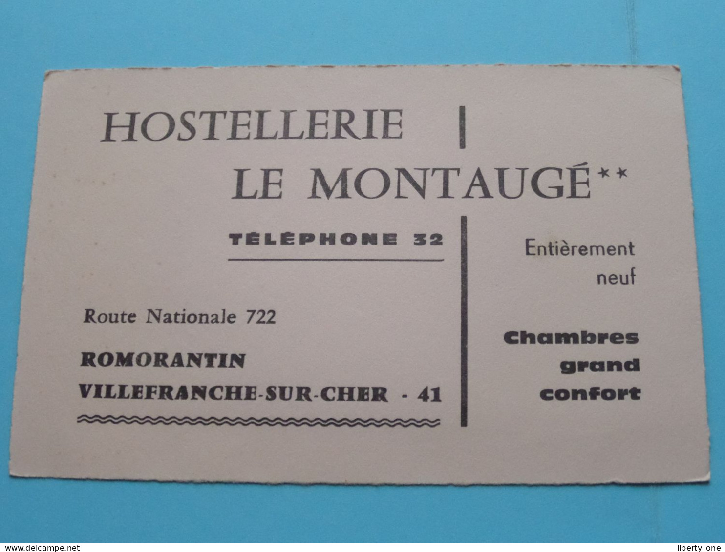 Hostellerie Le Montaugé à ROMORANTIN Villefranche-sur-Cher > ( Voir / Zie SCAN ) FRANCE ! - Visiting Cards