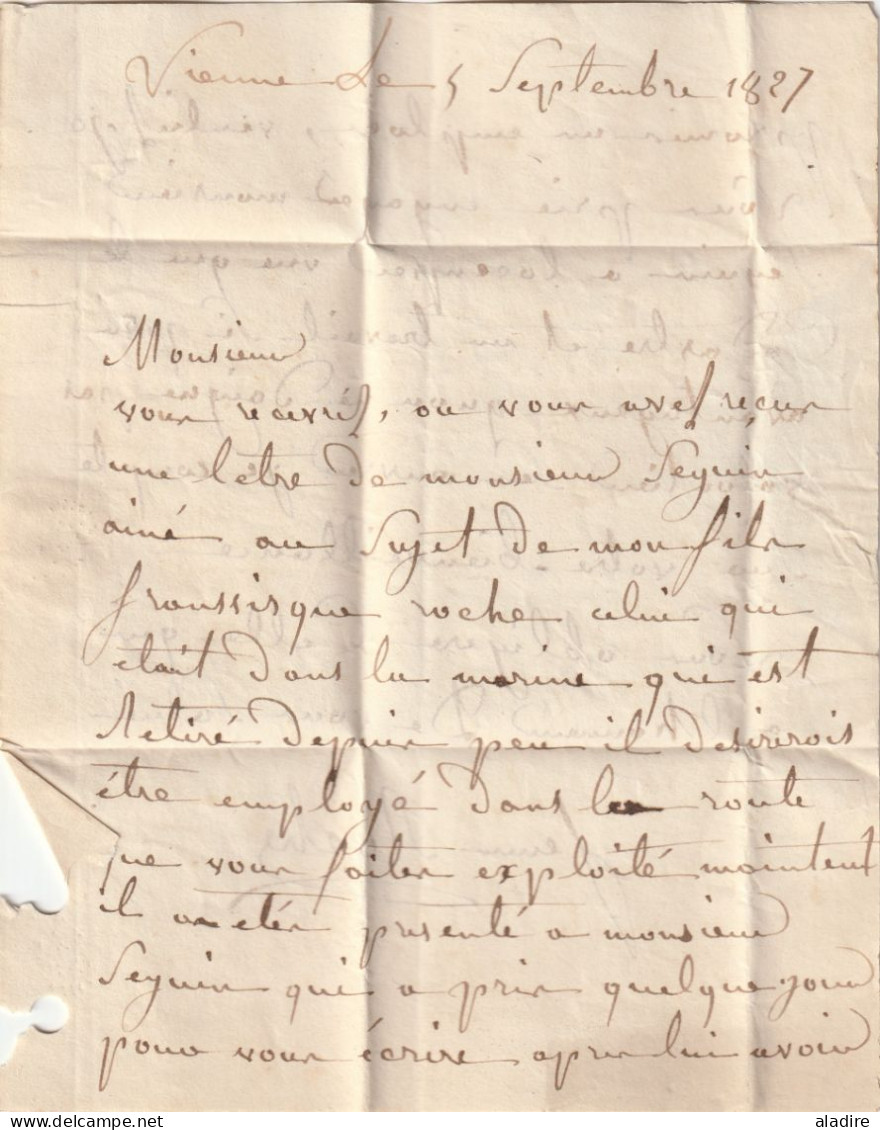 1827 - Marque Postale P37P VIENNE, Isère Sur Lettre Pliée Vers ST SAINT ETIENNE - Dateur En Arrivée - 1801-1848: Vorläufer XIX