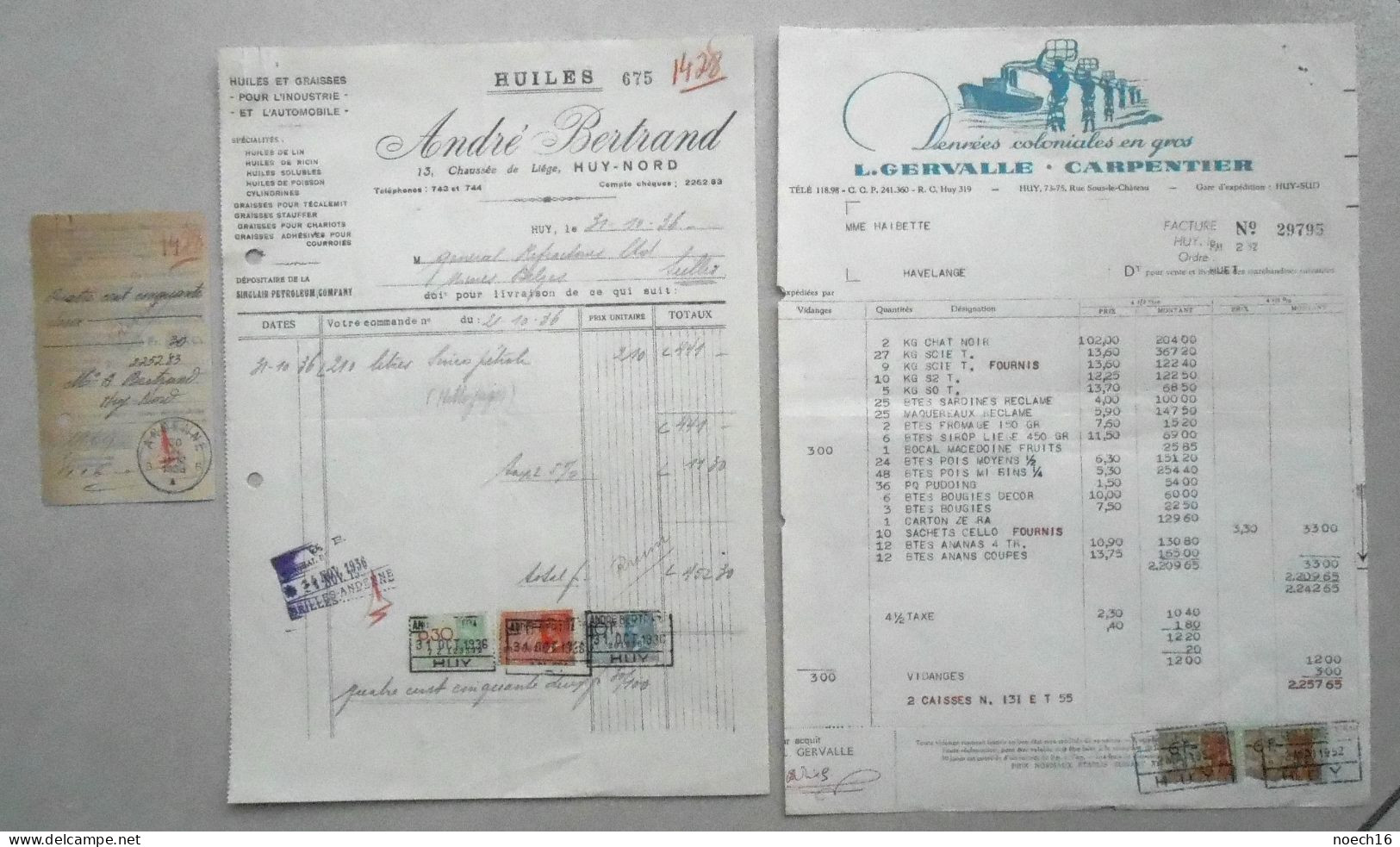 Lot 9 Factures Huy / Fonderies, Scierie, Huiles Et Graisses Pour L'Industrie, Denrées Coloniales - Other & Unclassified