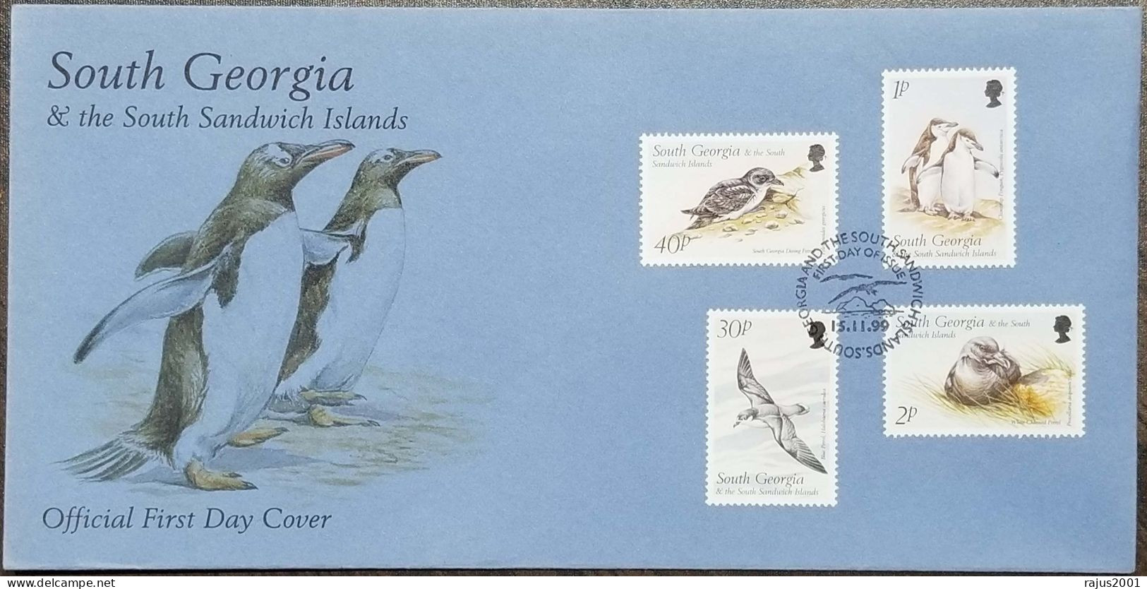 King Penguin Birds, Bird, Seagulls, Rockhopper Penguins, Antarctic Tern, Animal Fauna South Georgia Complete Set X3 FDC - Pingouins & Manchots