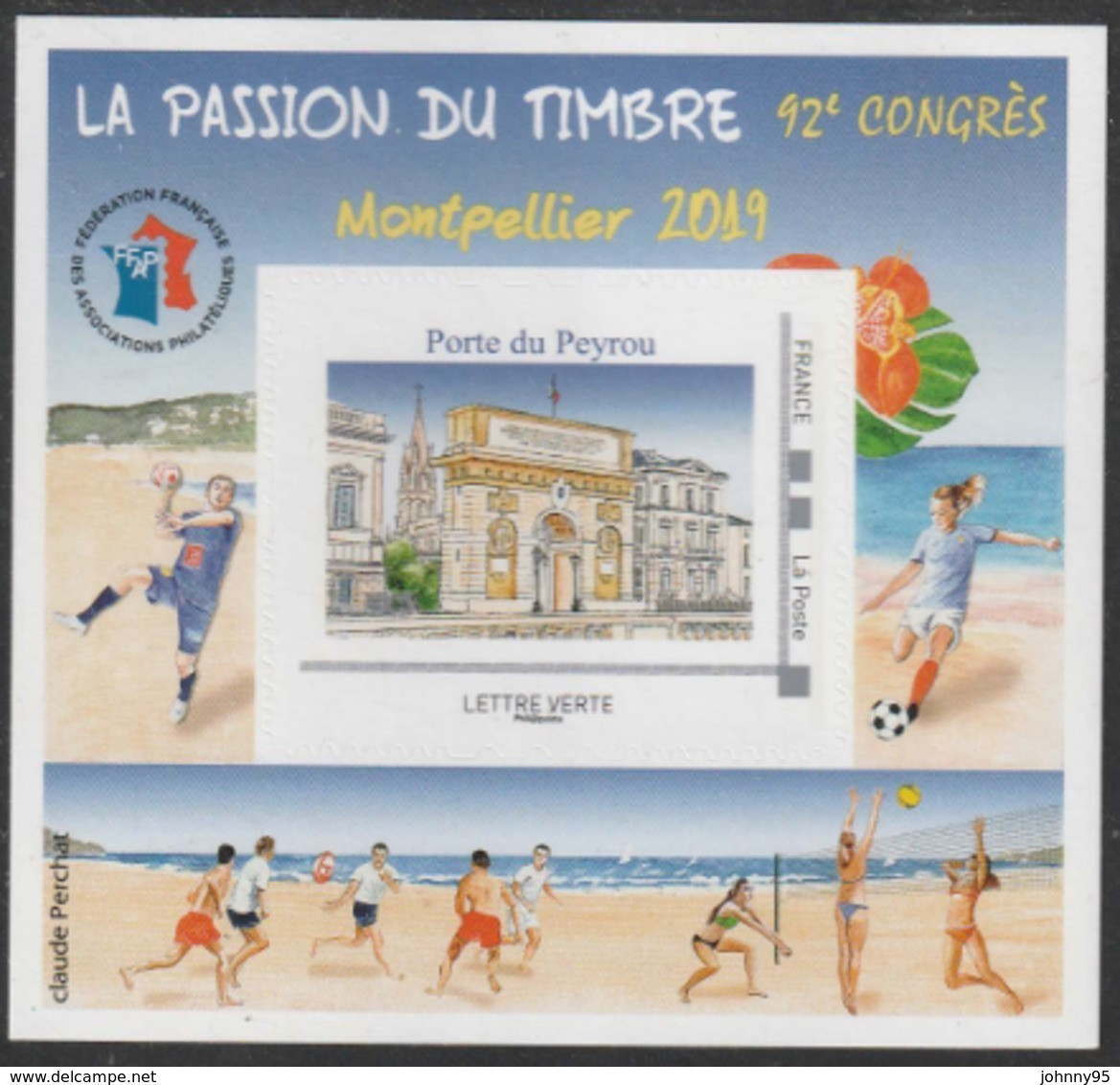 Année 2019 - Feuillet Souvenir De La FFAP - N°16 - La Passion Du Timbre - Montpellier 2019 - FFAP