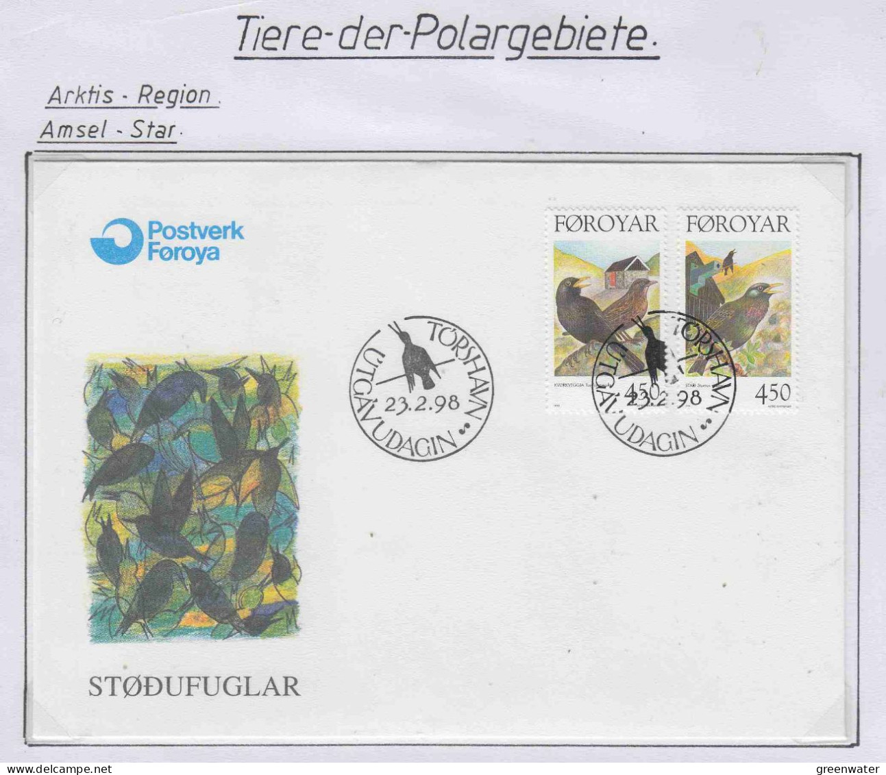 Faroe Islands Amsel + Star 2v FDC (PD154) - Fauna Artica