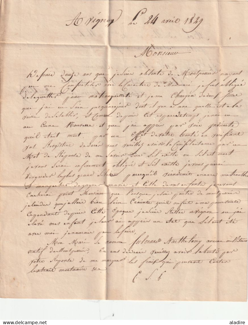 1829 - Marque Postale P89P AVIGNON Sur Lettre Pliée De 2 Pages Vers MONTPELLIER  - Dateur Au Départ Et En Arrivée - 1801-1848: Precursors XIX