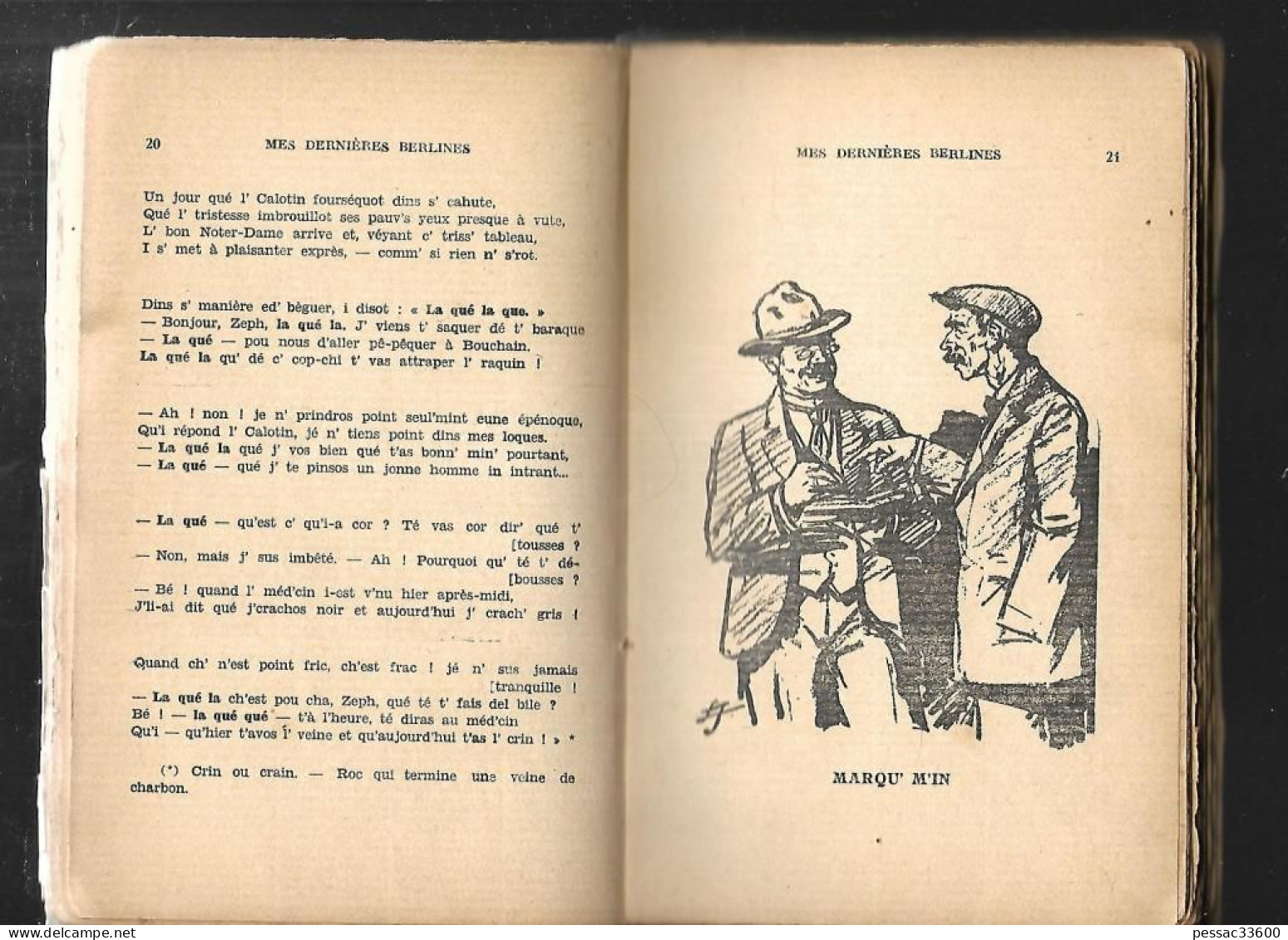 Mes dernières berlines Jules Mousseron « mœurs et coutumes du pays minier, poésies et monologues en patois du nord