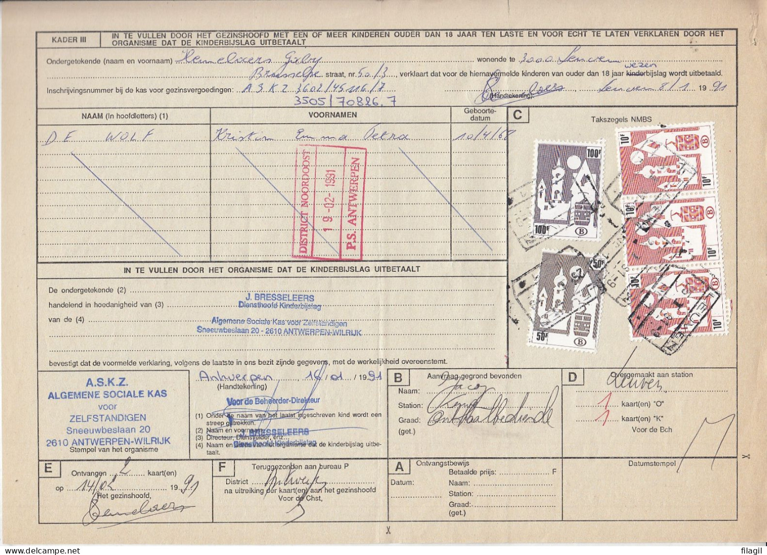 Aanvraag Voor Het Bekomen Van Reductiekaarten Met Stempel Leuven N°1 - Documenti & Frammenti