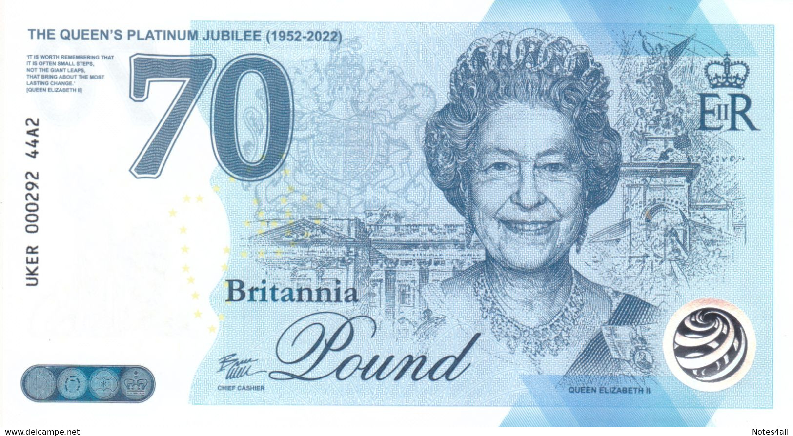 BRITANNIA Great Britain UK POUND 1952 2022 PLATINUM JUBILEE Commemorative A2 UNC - 1 Pound
