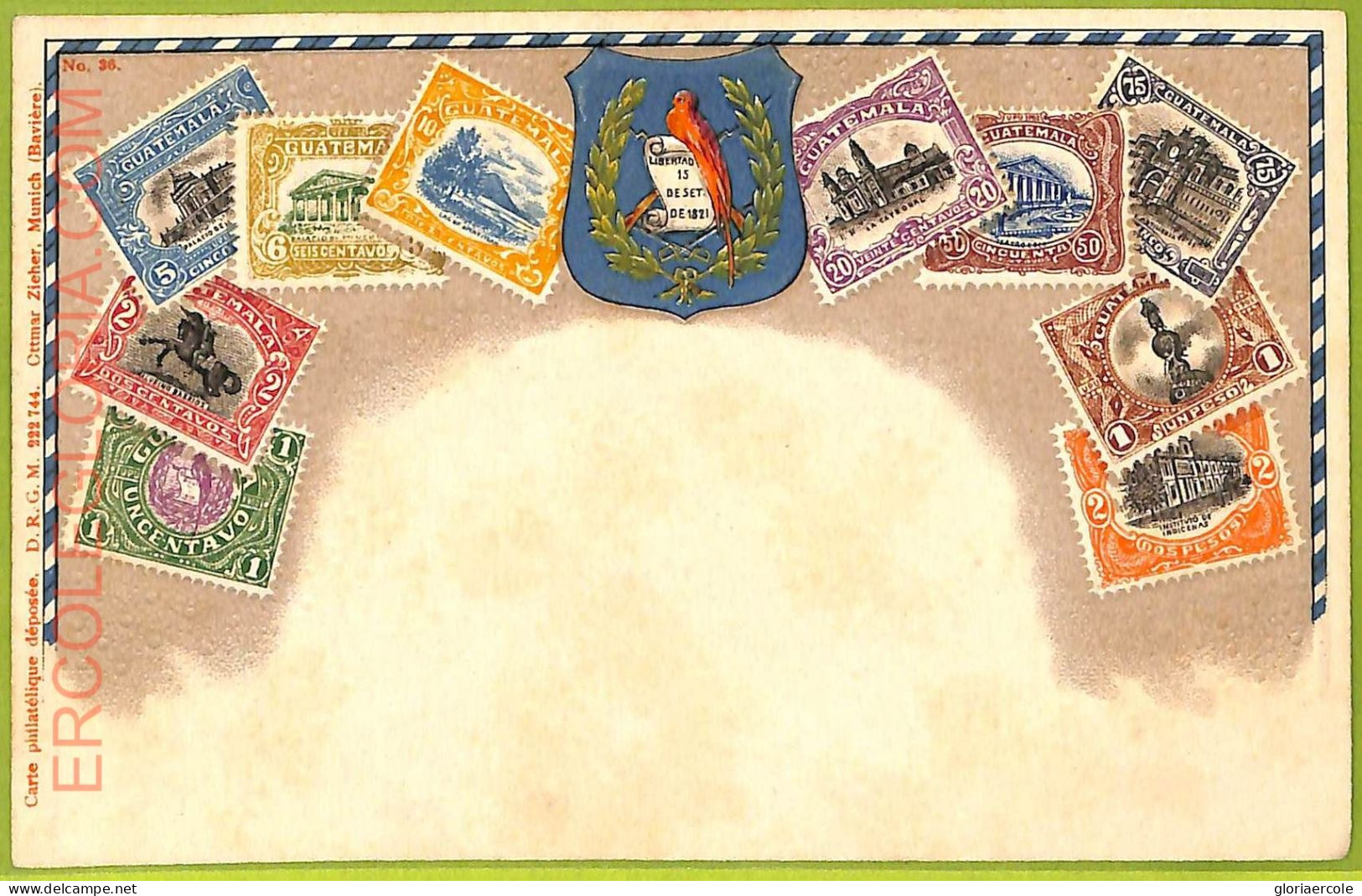 Af2445 - GUATEMALA - VINTAGE POSTCARD - STAMPS ON POSTCARD - ZIEHER - Guatemala