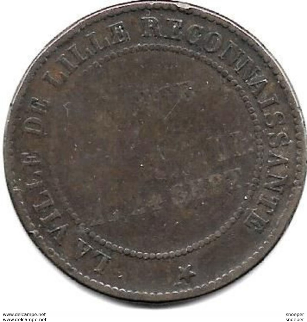 *french Jeton Lille Visite La Bourse 1853 10 Centimes - Monarquía / Nobleza