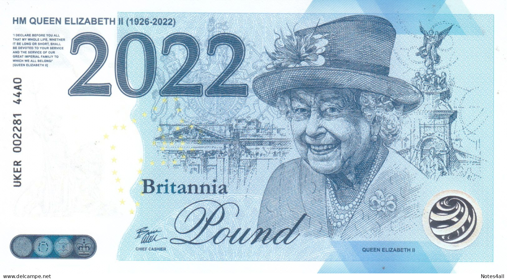 BRITANNIA Great Britain UK POUND 1926 2022 QUEEN ELIZABETH II Commemorative UNC - 1 Pound