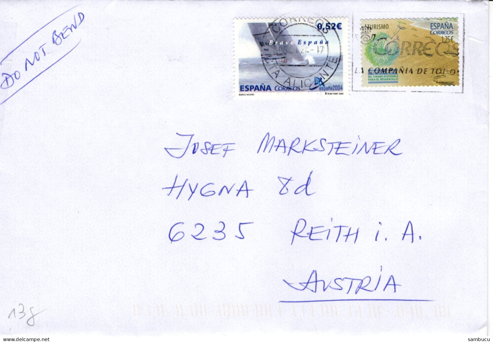 Auslands -Brief Von Alicante Mit 177 Cent SM 2024 - Storia Postale