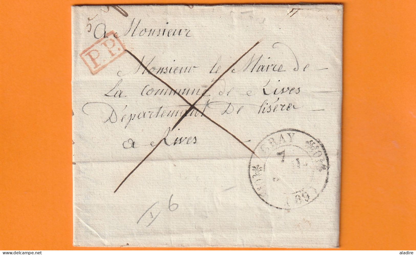 1833 - Marque Postale PP En Rouge Sur Lettre Pliée De 2 Pages De GRAY, Haute-Saône Vers RIVES, Isère - 1801-1848: Precursors XIX