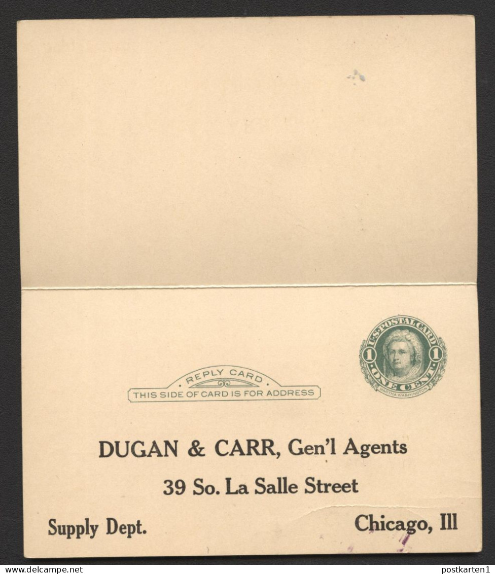 UY7 Sep.1 Postal Card With Reply Chicago IL - Fennimore WI 1916 - 1901-20