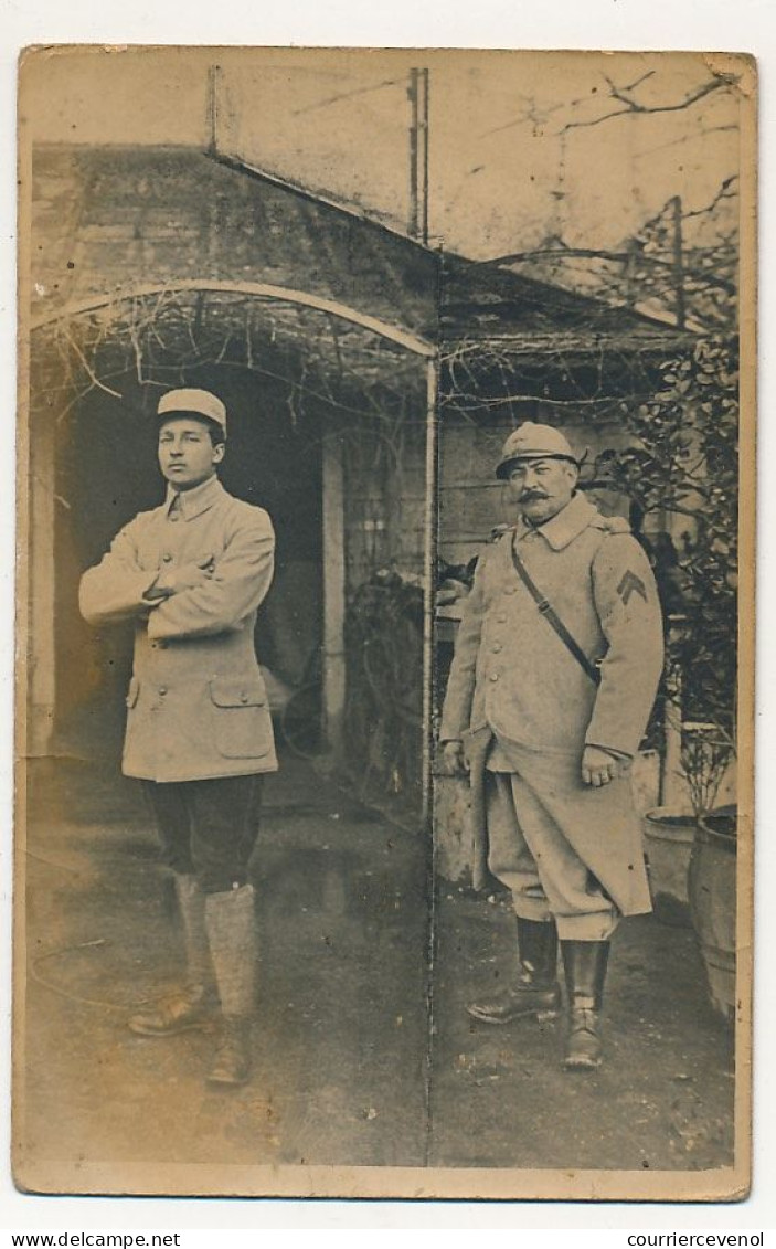 CPA Photo - Deux Militaires (Officier Et Soldat) Devant  Une Cabane - Weltkrieg 1939-45