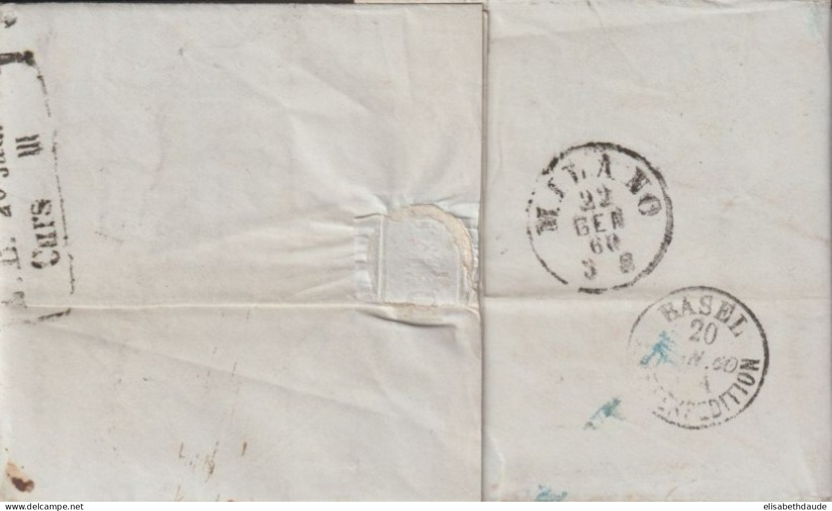 1860 - LETTRE "FRANCO" ! De CREFELD => MILANO ! Via SUISSE - Covers & Documents